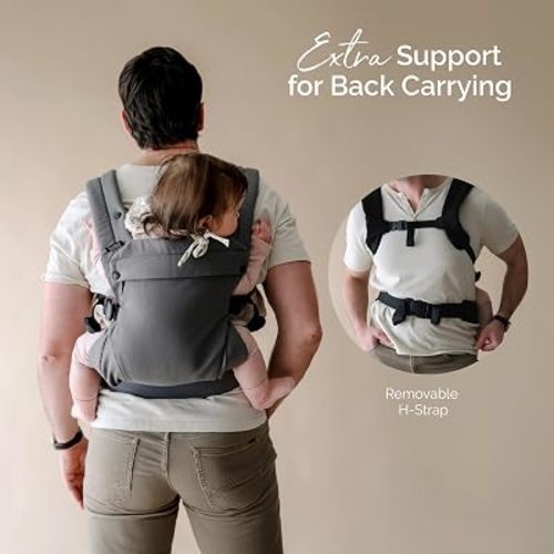 Boba Auri Baby Carrier Newborn to Toddler - 100% Cotton Premium Newborn Carrier, 3 Ergonomic Positions (Front in/Front Out/Back), “M”-Position Baby Carriers with Adjustable Seat (7-45 lbs) - Black