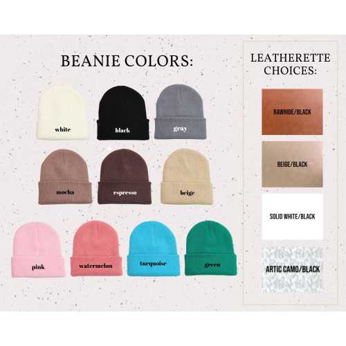 Personalized Baby Hat with Name, Custom Infant Beanie, Leather Patch Beanies for Baby, Customized Baby Knit Beanie, Unique Baby Shower Gift