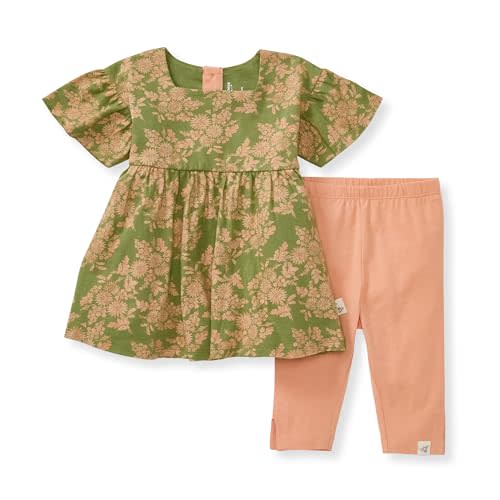 Burt's Bees Baby Baby Girls' Short Sleeve Top and Pant Set, 100% Organic Cotton