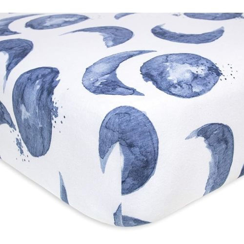 Burt's Bees Baby - Fitted Crib Sheet, Boys & Unisex 100% Organic Cotton Crib Sheet for Standard Crib and Toddler Mattresses (Hello Moon!) 28x52 Inch (Pack of 1)