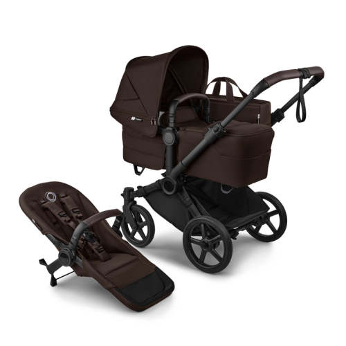 Bugaboo Donkey 6 Single to Double Stroller  - Black/Cocoa Brown-Cocoa Brown