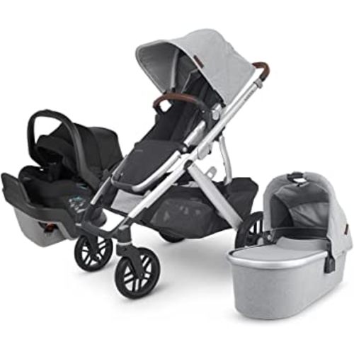 Vista V2 Stroller - Stella (Grey Brushed mélange/Silver/Chestnut Leather) + MESA MAX - Jake (Charcoal)