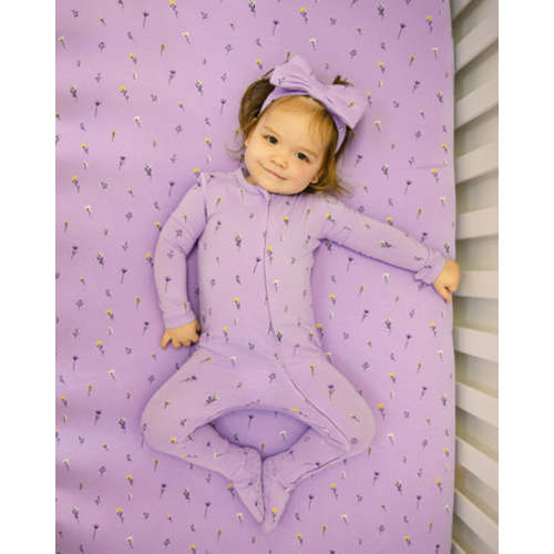 Zip Footie in Lavender Bloom