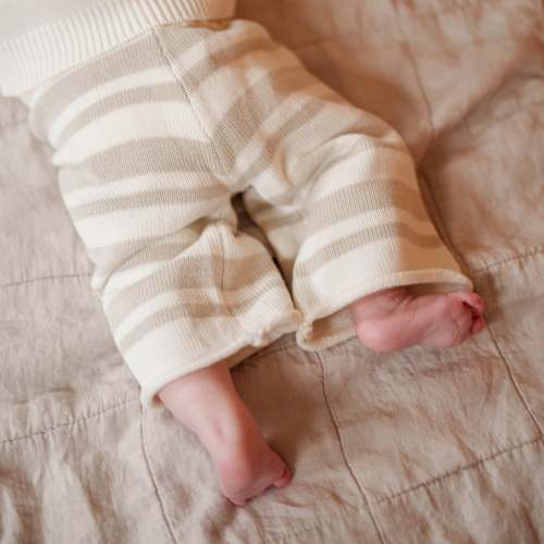 Organic Knit Wideleg Pant - Linen (0-3m)