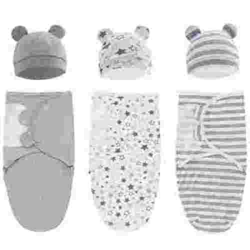 3-Pack Organic Baby Swaddle Sleep Sacks - Newborn Swaddle Sack - Ergonomic Baby Swaddles 0-3 Months (Grey)
