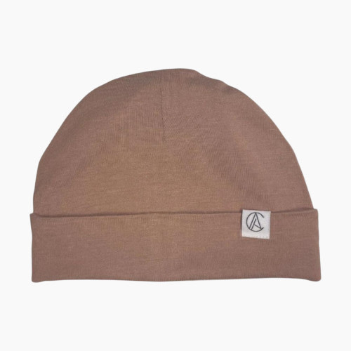 Aarin & Co. Satin Lined Jersey Beanie - Light Cocoa, 0-3 M