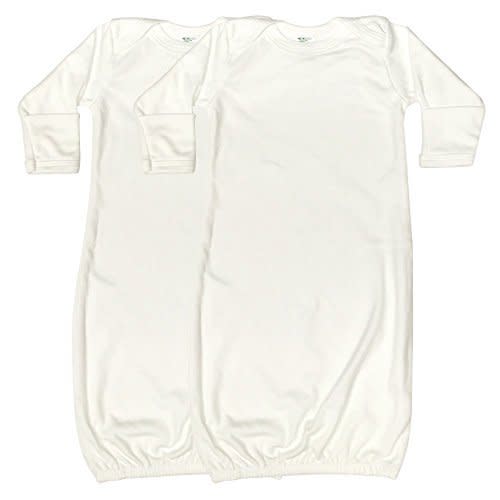 Laughing Giraffe Baby Long Sleeve Sleeper Gown with Mittens 0-3M (2-PACK) White