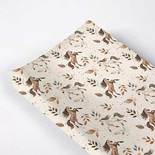 Horses Leaves Changing Pad Cover, Cute Horses Prints Baby Nursery Diaper Changing Table Pad Cover, Unisex Horses Animals Pattern Diaper Changing Sheet for Baby Boys Girls-16 * 32
