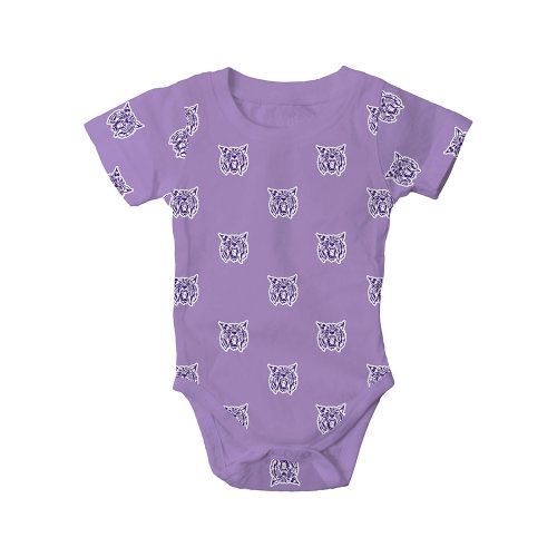 K-State Wildcats Baby Lavender All Over Print Ratty Cat Short Sleeve One Piece