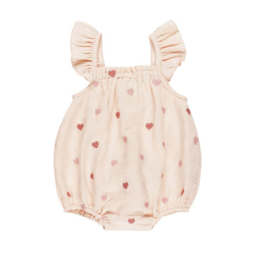 Bonnie Romper - Heart Embroidery - Antique | The Baby Cubby