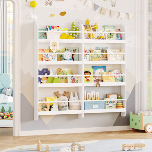 Hokku Designs Phippen 2-pieces Kids Floating Bookshelf, 43.7'' H X 22.8'' W Nursery Bookshelf for Toddler Room | Wayfair