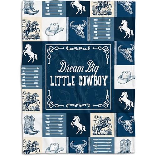 Western Blanket, Western Decor for Nursery Room, Baby Blankets for Boys Girls, Cowboy Baby Blankets, Western Baby Stuff, Soft Warm Lightweight Nursery Bed Blanket for Newborn Toddlers (08)