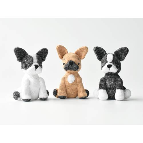 French Bulldog Finished Crochet - French Bulldog Amigurumi Stuffed Toy - WHITE