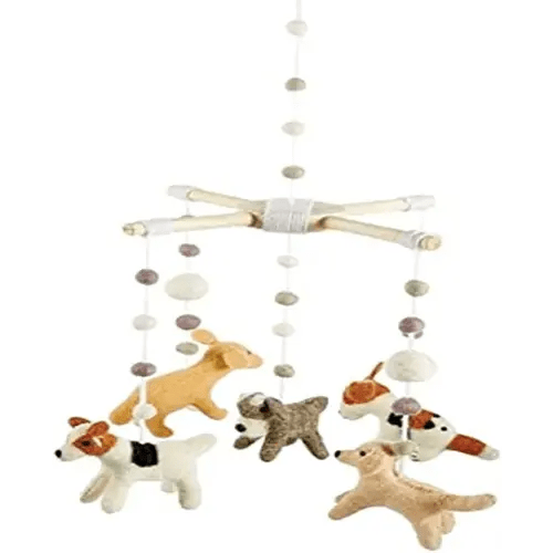 Mud Pie Baby Nursery Puppy Mobile, Multi-Color, 21 1/2" x 10" Dia