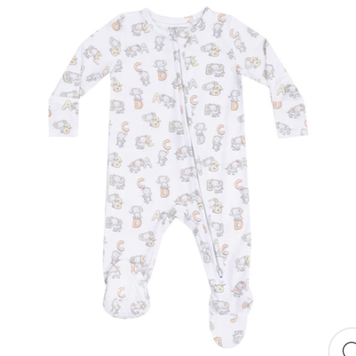2 Way Zipper Footie - Vintage Elephant ABC – Angel Dear