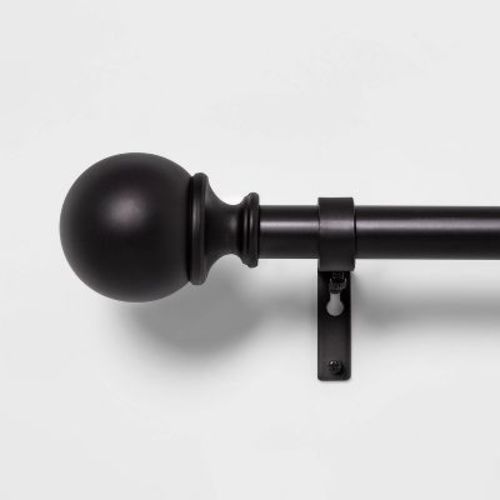 66"-120" Ball Curtain Rod Oil Rubbed Bronze - Threshold™: Adjustable Metal, Single Rod, Dark Brown Finish