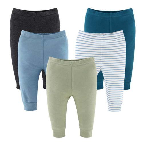The Peanutshell Baby Boy Pants, Neutral Basics Baby Pants for Newborn Boys, 5-Pack