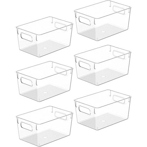 Clear Plastic Storage Bins, Pantry Organizers and Storage Containers Fridge Organizer Bins for Organizing Kitchen Cabinet Organizer Bin Bathroom Freezer Refrigerator Organization