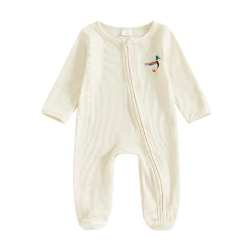 My First Christmas Baby Boy Outfit Newborn Waffle Santa Jumpsuit Footie Romper Infant Zipper Onesie Fall Clothes