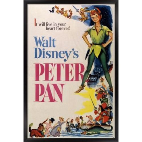 Trends International 24x36 Disney Peter Pan - One Sheet Framed Wall Poster Prints Black Framed Version 24" X 36"