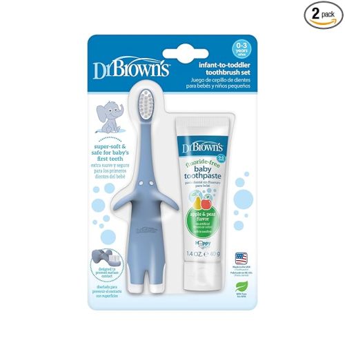 Dr. Brown's Infant-to-Toddler Toothbrush Set, 1.4 Ounce, Blue