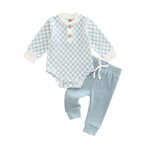Baby Boy Long Sleeve Blue Checkered 2-Piece Outfit Set
– The Trendy Toddlers