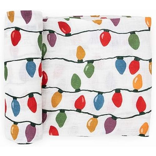 Little Unicorn Premium Cotton Swaddle Baby Blanket | Breathable Fabric | for swaddling, Play, Nursing & More (Christmas Bulbs)