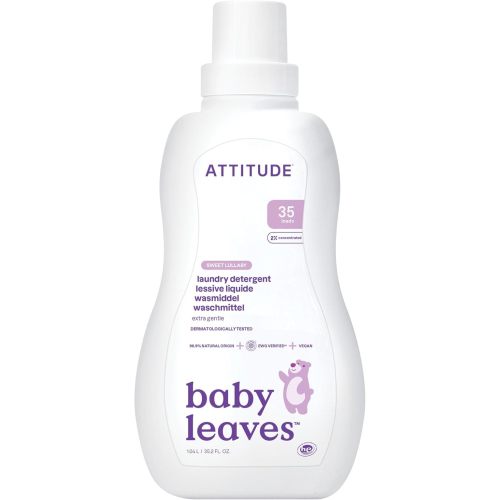 ATTITUDE Baby Laundry Detergent Liquid, Made in Canada, EWG Verified, Safe for Baby Clothes, Infant and Newborn, Vegan Washing Soap, HE Compatible, Sweet Lullaby, 35 Loads, 1.05 Liters