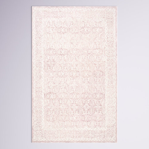 Langley Street® Kyndall Oriental Handmade Tufted Wool Pink/Ivory Area Rug & Reviews | Wayfair