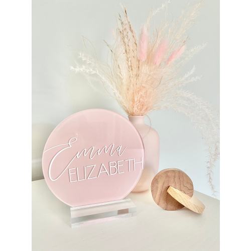 Blush Baby Name Sign Minimal Girl Nursery Decor Welcome Baby Name Sign Acrylic Baby Name Announcement Pregnancy Announcement Gender Reveal