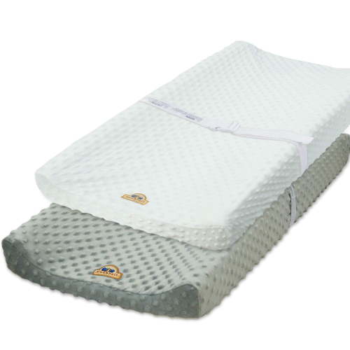BlueSnail Ultra Soft White+Gray Minky Dot Changing Pad Cover 2 Pack