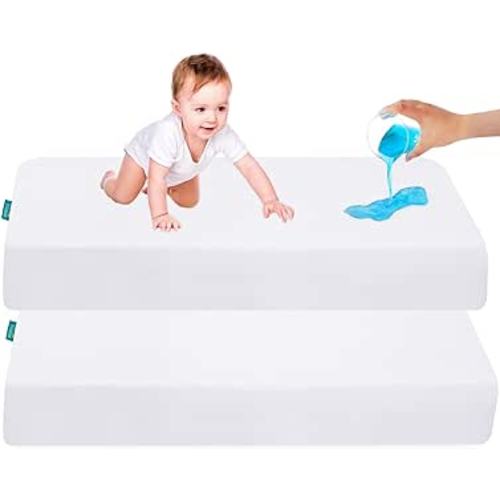 Amazon.com: Biloban Crib Sheets Waterproof, Crib Mattress Protector Pad for Standard Crib & Toddler Mattress, Cozy Crib Sheet for Baby Boy and Girl, White, 2 Pack : Baby
