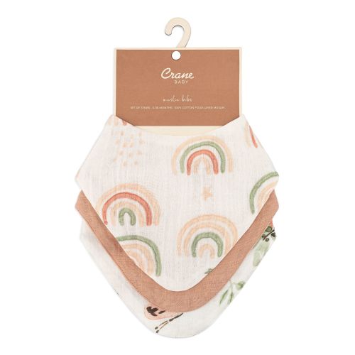 Parker Muslin Bibs - Rainbow/Butterfly Set | Crane Baby