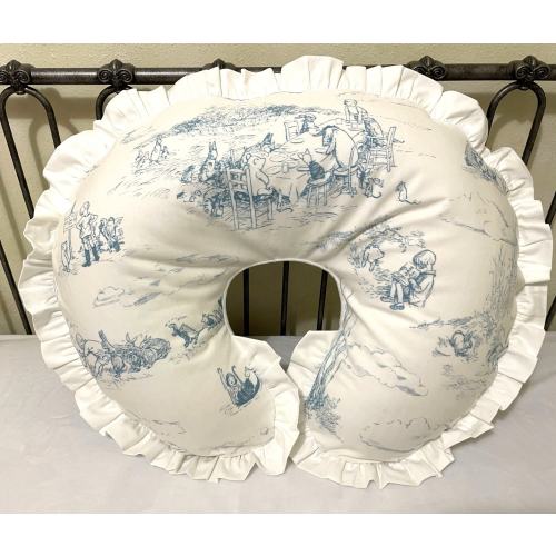 Nursing Pillow Cover, Blue Winne the Pooh Toile Nursing Pillow Cover, Breastfeeding Pillow Cover