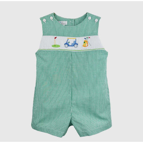 Romper with golf themed embroidery