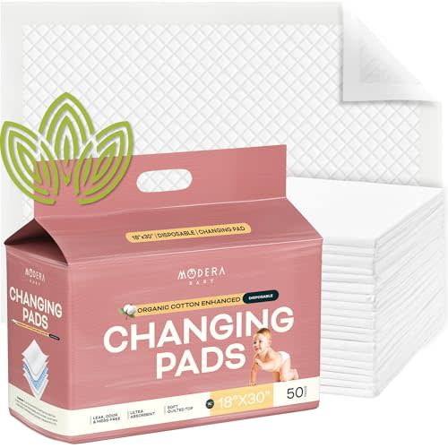 Organic Cotton Enhanced Disposable Changing Pad Liners | XL-Large 30x18 Hypoallergenic Super Soft Ultra Absorbent Waterproof Quilted Underpads for Baby Diaper Table/Travel, Leak Proof Mess Free-100PK