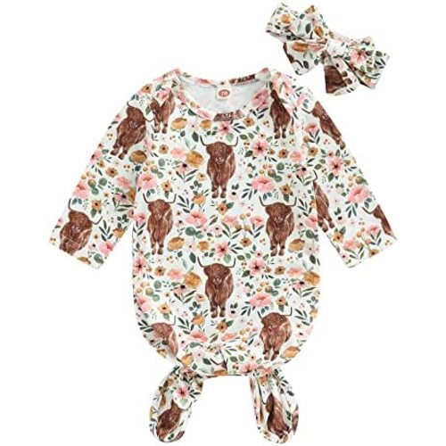 CIYCUIT Knotted Baby Gowns Newborn Coming Home from Hospital Outfit