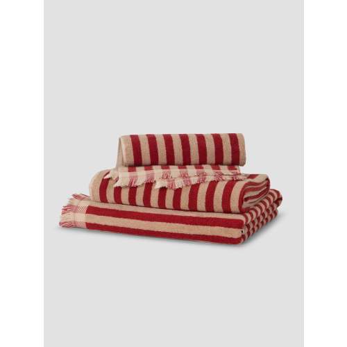 Sandstone Red Pembroke Stripe Cotton Towels