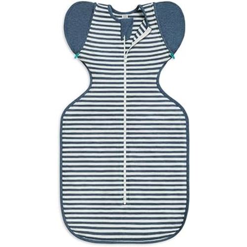 Love to Dream Swaddle Up Transition Bag, Medium (6-8.5kg), Ideal for 20-24°C, Patented Zip-Off Wings, Help Baby Transition from Being Swaddled to Arms-Free When Showing Signs of Rolling, Denim