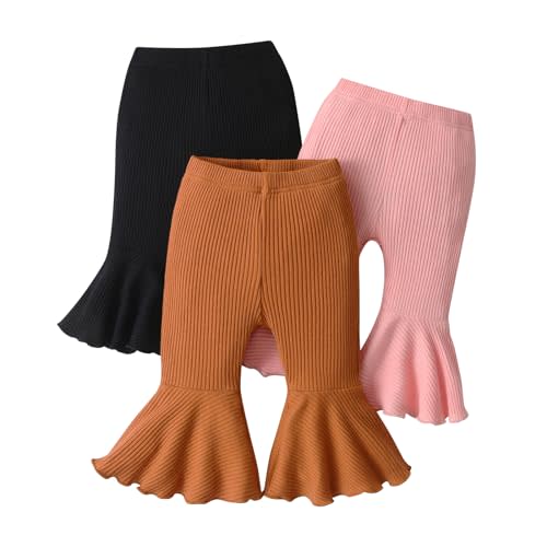 Lala Bear Baby Girl Infant 3 Pack Solid Pants and Casual Leggings