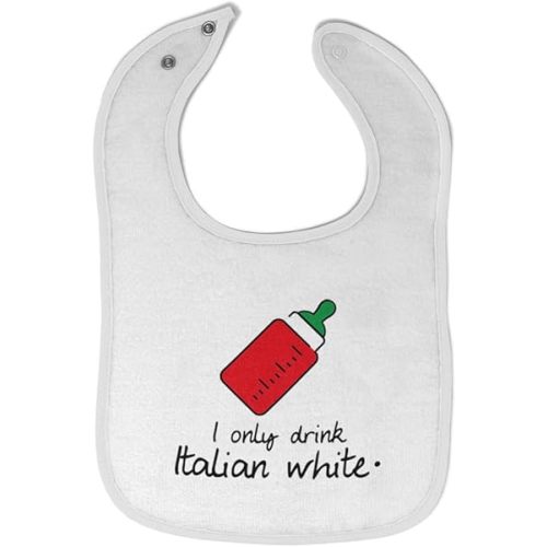 Toddler & Baby Bibs Burp Cloths Novelty I Only Drink Italian White Funny Humor Cotton Baby Items for Baby Girl & Boy White Design Only