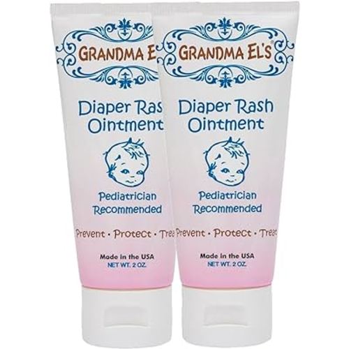 Grandma El’s Diaper Rash Ointment – Gentle Protection & Relief for Baby’s Delicate Skin – Pediatrician-Approved Moisturizing Barrier – Safe for Cloth & Disposable Diapers – 2oz, 2-Pack