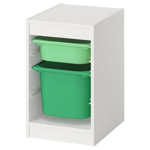 TROFAST Storage combination with boxes - white/light green bright green 13 3/8x17 3/8x22 "