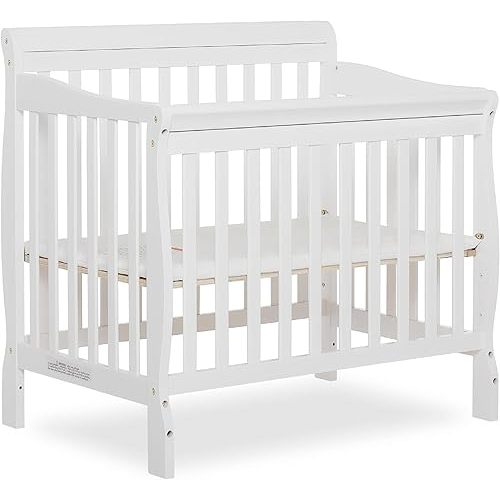 Dream On Me Aden 4-in-1 Convertible Mini Crib In White, Greenguard Gold Certified, Non-Toxic Finish, New Zealand Pinewood, With 3 Mattress Height Settings