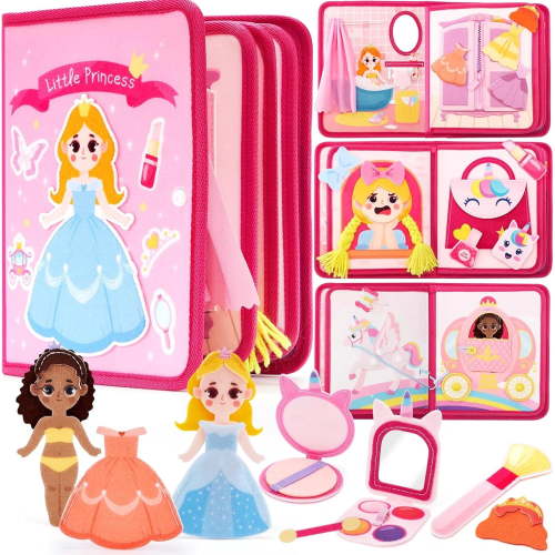 Busy Board Princess Toy for Toddlers 1-3, Montessori Toys for 1 2 3 4 Year Old Girls, Preschool Learning Toy for Kids Girls 2 3 4 5 Year Old