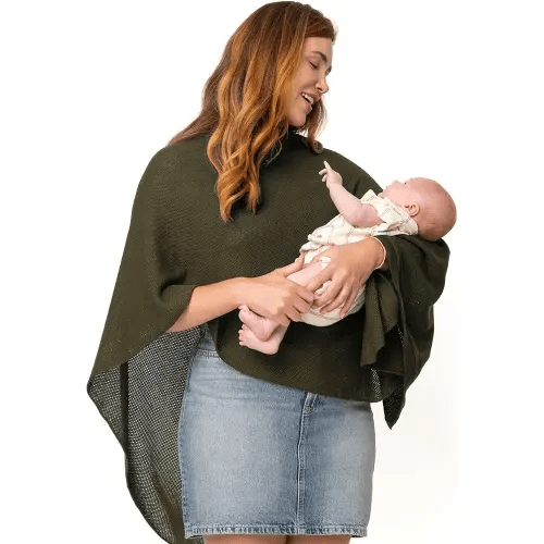 We are Amma | The Cocoon™ - Newborn Essentials Must Haves: Nursing Cover for Breast Feeding Essentials | Nursing Sweater Used as Breastfeeding Cover (Olive, Plus Size)