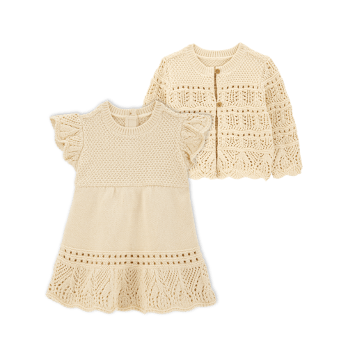 Baby 2-Piece Pointelle Sweater Dress & Cardigan Set | Carter's