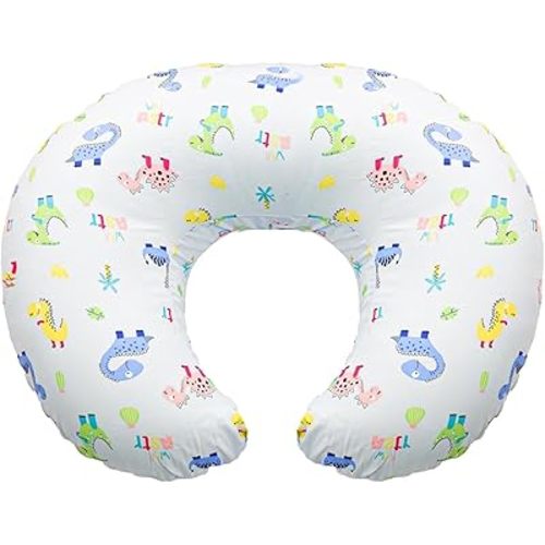 Nursing Pillow for Breast Feeding-Donut Pillow for Mom and Baby Boys and Girls-Ergonomic Nursing Essentials for Bottle-Tummy Time Pillow with Removable Pillow Cover,Baby Sitting Pillow (Dinosaurs-3)