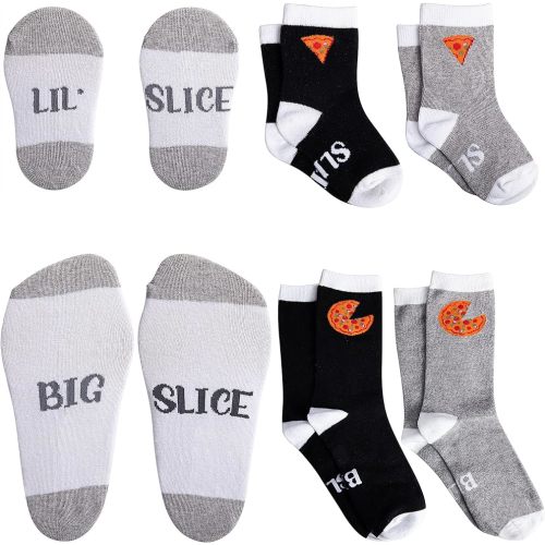 6 Pairs Dad Baby Matching Socks- Cotton Daddy and Baby Pizza Socks- Daddy & Son Matching Outfits Pizza Socks for Parent-child Matching Gifts