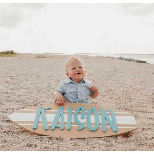 Surfboard Wooden 3D Nursery Name Sign - Surfing/Beach Theme